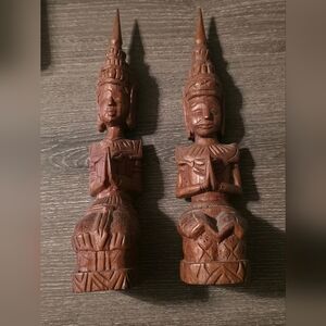 Vintage Hand-Carved Wooden Teak Figures